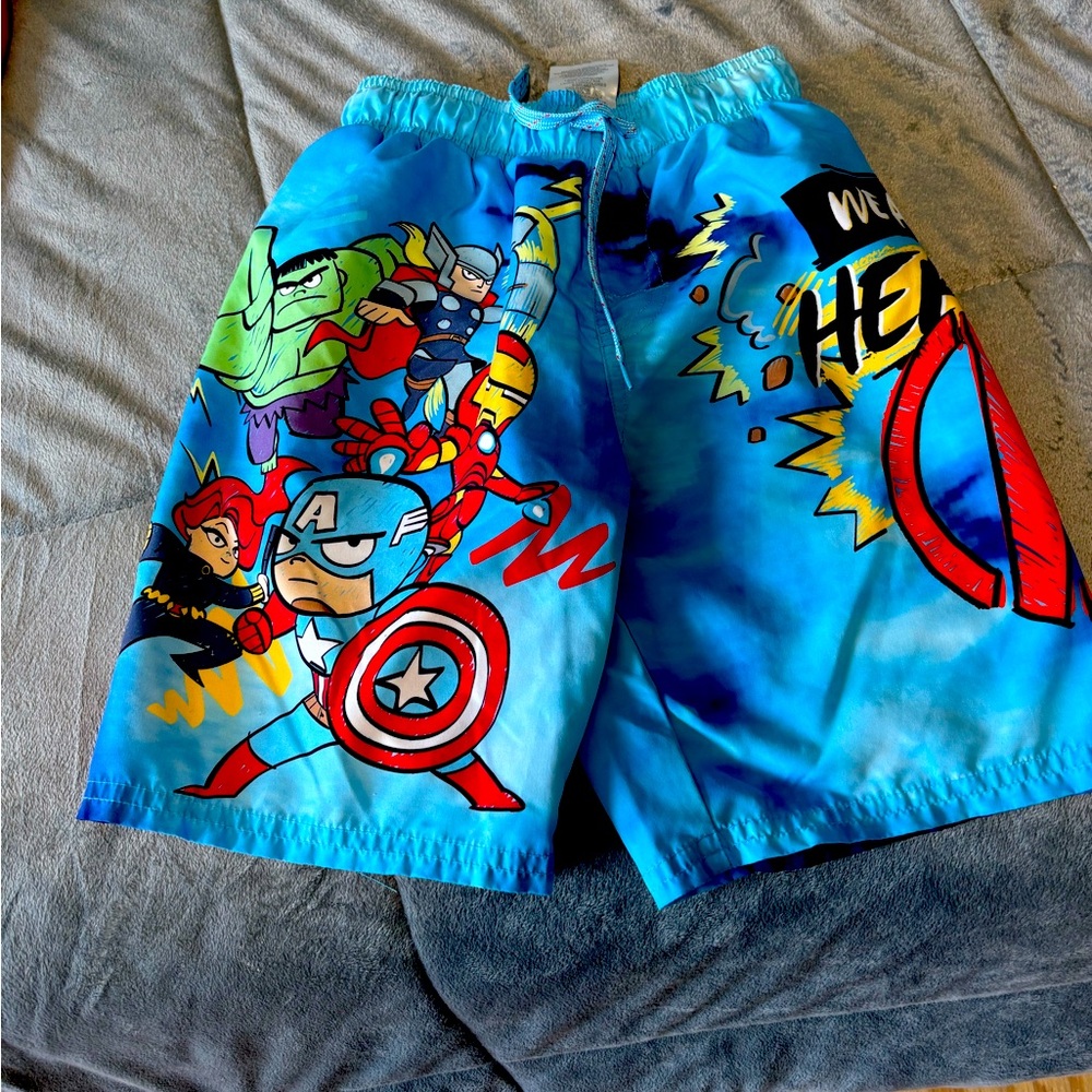 Blue Superhero Graphic swimsuit sz 4